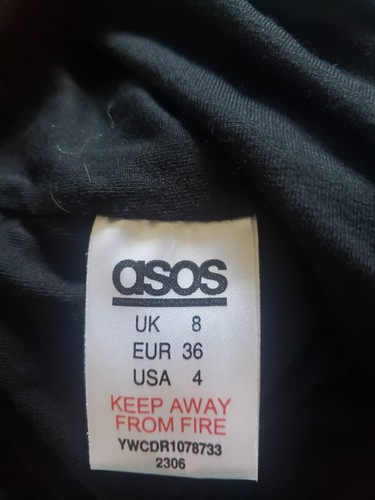 Asos Sexy Black Sheer Panel Cross Back Strap Stretchy Slinky Mini Dress Sz 8 - Picture 4 of 4