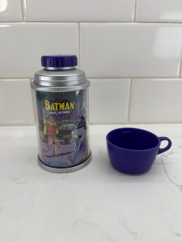 1999 Hallmark Batman & Robin Mini Metal Lunch Box Replacement Thermos - Picture 5 of 7
