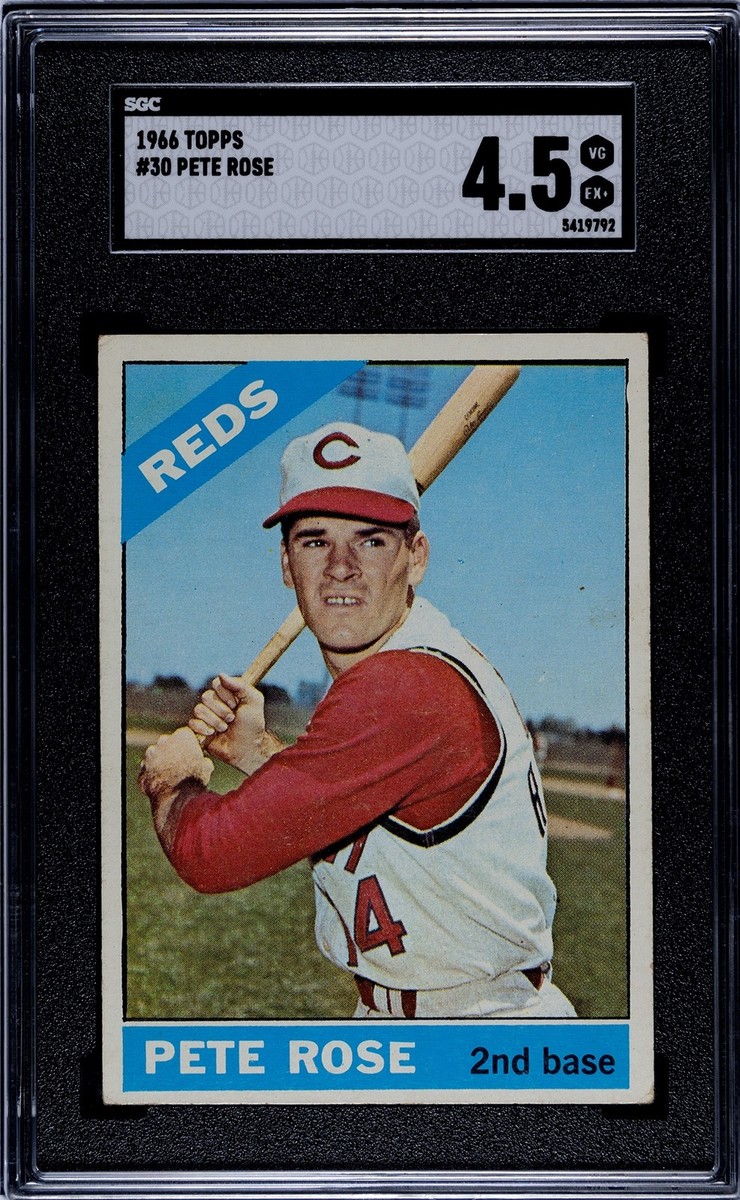1966 topps baseball #30 Pete Rose Cincinnati Reds VG/EX+ SGC