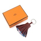 Hermes Carmen Charm Key Ring Rouge Ash Blue Zanzibar Rose Saku