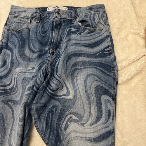 Jeans Hollister Curvy tiro alto mamá mármol para mujer azul 28/27 denim elástico 7R - Imagen 2 de 5