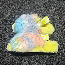 UGG Fluff Yeah Women's Slide Slippers Faux Fur Yellow Multicolor US 5