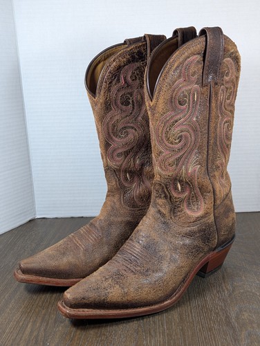 Botas occidentales de cuero envejecido TONY LAMA para mujer 6,5 B marrón bordado - Imagen 1 de 15