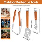 3 Pcs Barbecue Cutlery Set with Tongs Spatula and Fork Stainless Steel BryDU