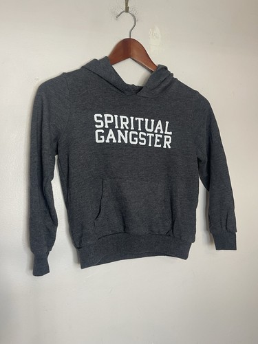 Spiritual Gangster Hoodie Youth Size 8 Dark Gray Kids Logo Cotton - Picture 2 of 4