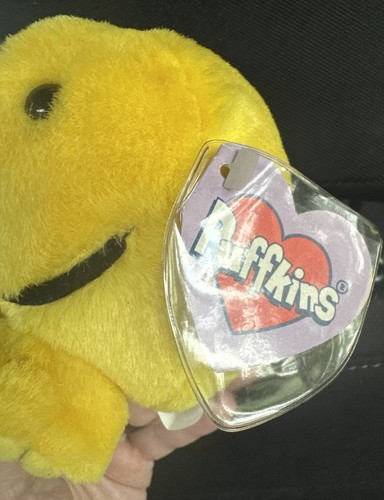 Vintage Swibco Puffkins HAPPY Stuffed Plush Yellow Smiley Face#6684 W/ TAG - Picture 2 of 6