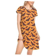 Women's Chic Beautiful Pattern Comfy Nightgown Floral Short XX-Large Multi-bats
