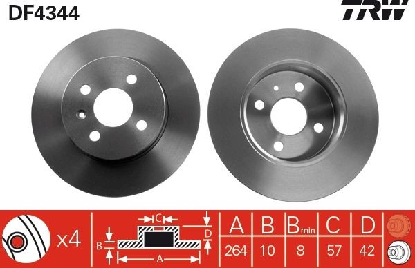 2X Bremsscheibe Hinten TRW DF4344 FÜR Opel-image