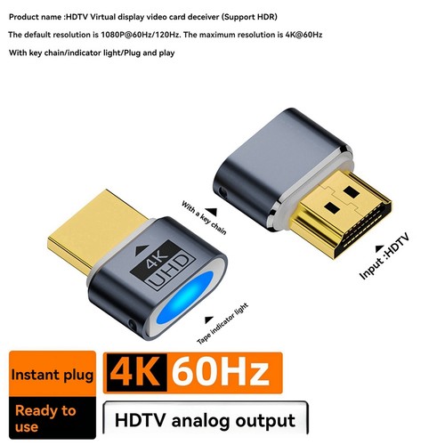 2 x (adaptateur d'affichage sans tête écran virtuel HDTV 4K prend en charge 7730 - Photo 4/6