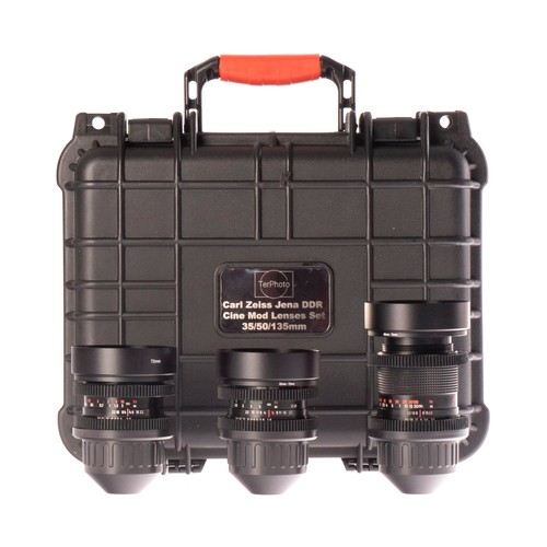 Carl Zeiss Jena DDR 35/50/135mm Cine Mod Lenses Set For Arri PL mount w/ Case! - Picture 1 of 24