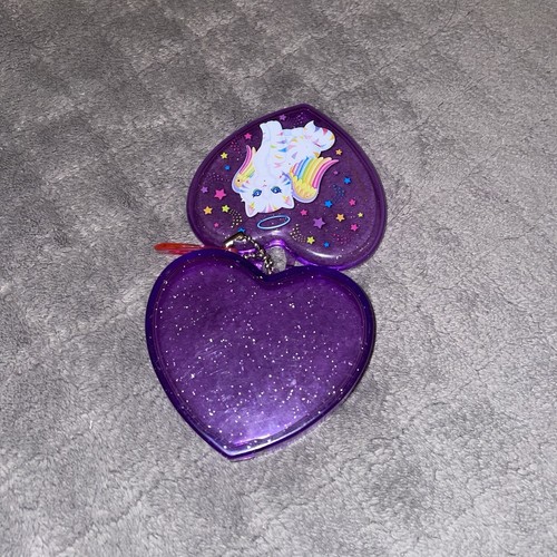 Custodia gomma vintage Lisa Frank Halo angelo gatto a forma di cuore P2563 viola RARA HTF - Foto 13 di 16