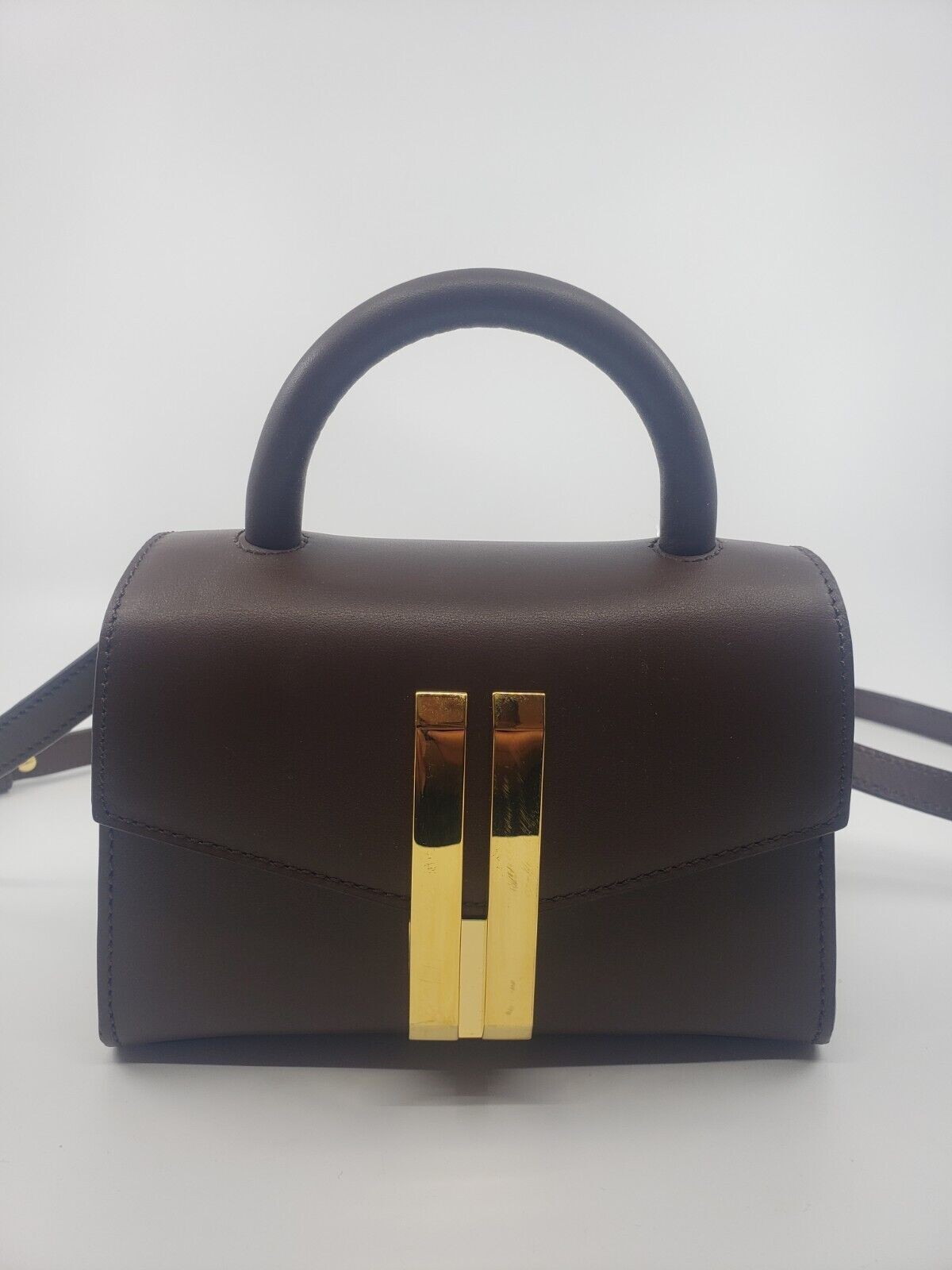 New WOMEN'S  DeMellier Nano Montreal Leather Top Handle Bag $395 BROWN CROSSBODY