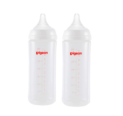 Pigeon Wide Neck Nursing 2 PP Bottles 11.2 Oz Anti-Colic  with 2 L Nipples