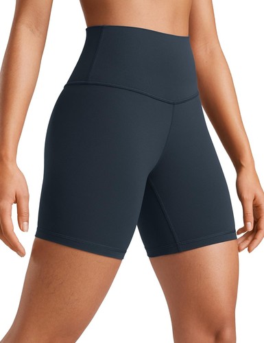 Damen-Bikershorts hoch tailliert 6 Zoll - Elasthan für Yoga Laufen Volleyball