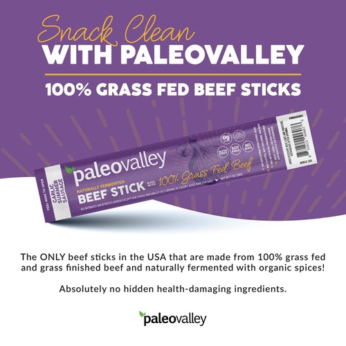 100% Grass Fed Garlic Summer Sausage Beef Sticks - Delicious Gluten Free Beef... - Picture 3 of 6