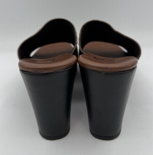 Brighton Dusty Black/Brown Leather 2.5” Wedge Slip On Open Toe Sandals Sz 6.5 M - Picture 3 of 9