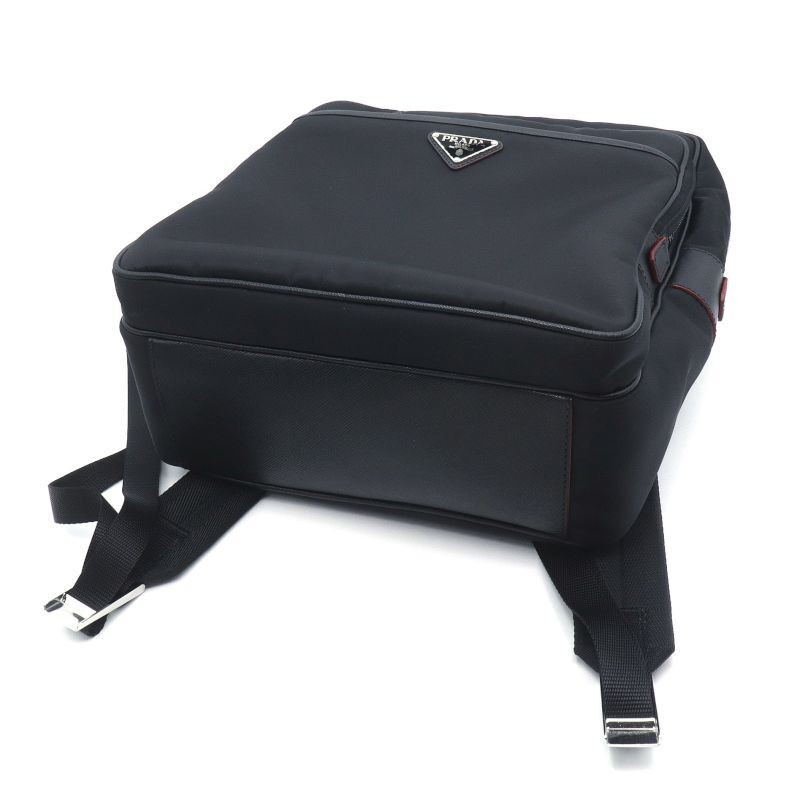 PRADA backpack 2VZ064 nylon saffiano leather black backpack triangle logo used thumbnail 3