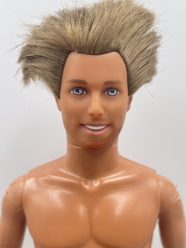 Barbie Ken Puppe blonde verwurzelte Haare blaue Augen TNT Redress Nude for OOAK