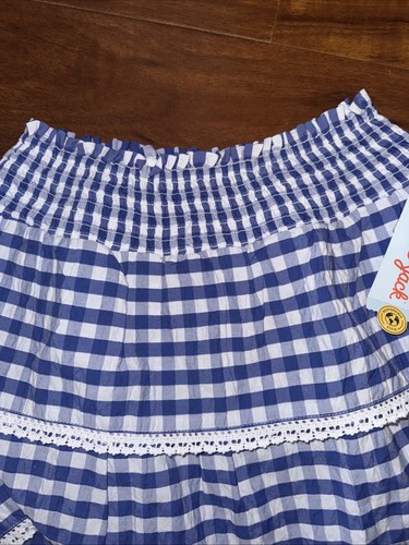 Cat & Jack Blue & White Gingham Ruffled Gathered Elastic Waist Size 8 - Picture 4 of 5