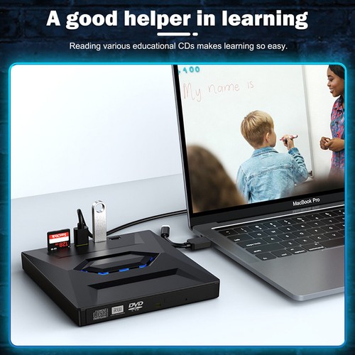 7In1 External Usb 3.0 Dvd Cd Rw Writer Drive Burner Reader Player for Laptop Pc - Picture 10 of 24