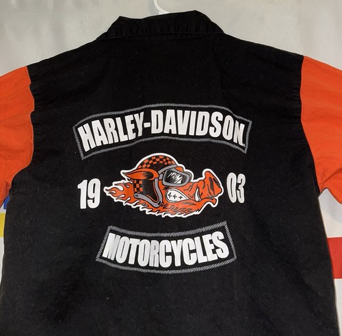 Harley Davidson Button Up Hemd Jungen Large Biker Motorrad Mechaniker Y2K Patch - Bild 9 von 9