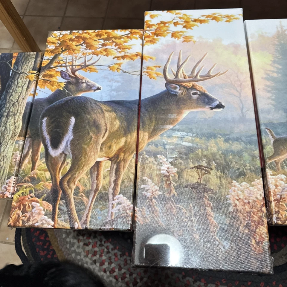 美丽的野生鹿家庭森林 5 面板帆布印花墙艺术家居装饰 — 第 2/4 张图片