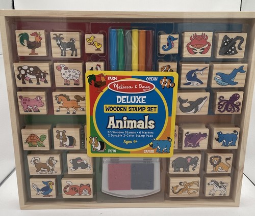 NEU Melissa & Doug Briefmarken Set Tiere Bauernhof, Meer, Haustiere, Safari