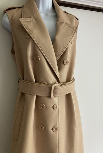 Alice + Olivia Conan Vegan Faux Leather Belted Trench Style Vest Dress, Sz S - Picture 7 of 14