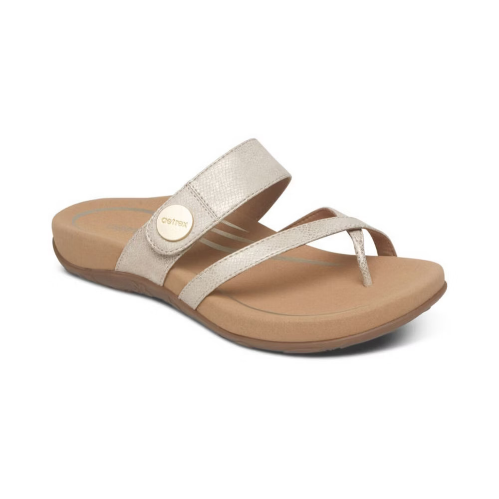 Aetrex Women Izzy Adjustable Slide Sandal light-gold 8.5