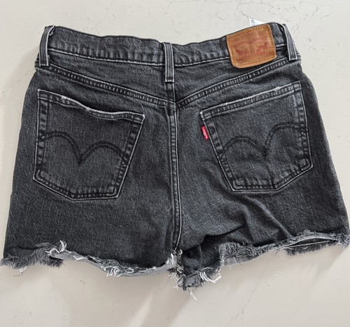 2017 Levis schwarz Denim Jeans 501 Shorts Knopfleiste hoher Bund W28 - Bild 3 von 4