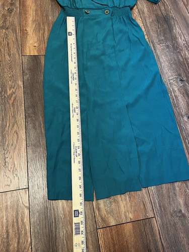 PERCEPTIONS Green CAREER Button Short Sleeve Collar Rayon DRESS - Picture 4 of 12