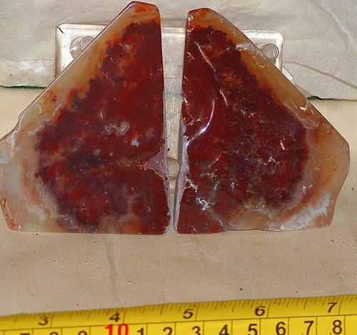 Carey Plume Agate Lapidary Display collection Butterfly'd slab pair - Picture 11 of 11