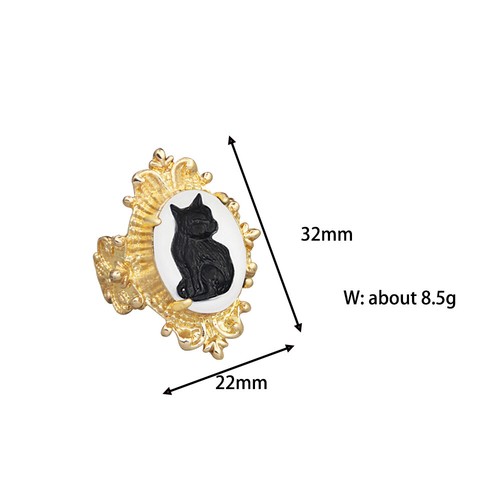 Wholesale Lot 10pcs Crow Cat Flower Cameo Ring Gold Color Mixed Flower Jewelry - Picture 14 of 14