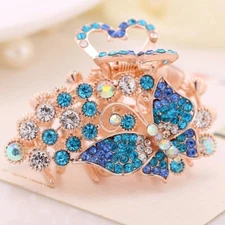 Rhinestone Butterfly Alloy Medium Claw Hair Clip Clamp  Elegant for woman 1pc