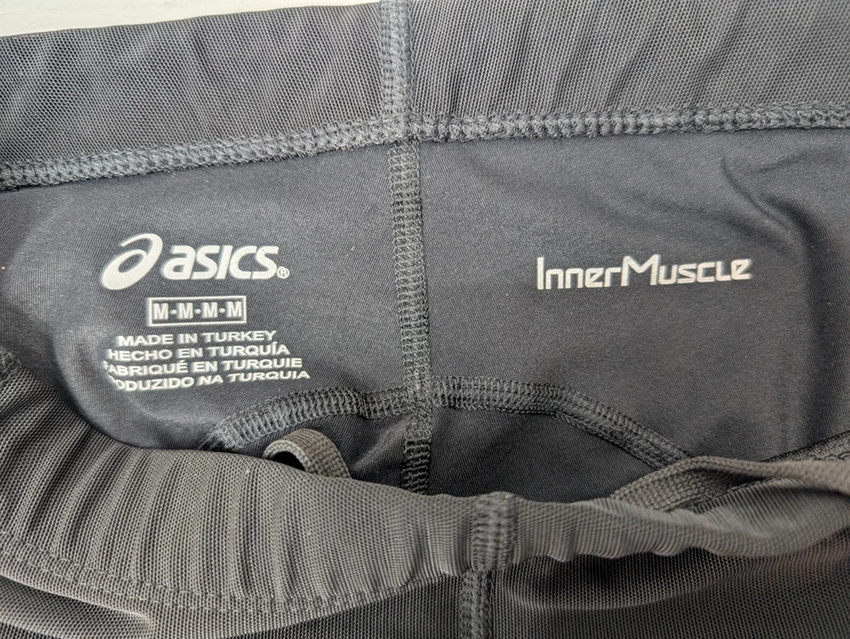 Asics Leg Balance Blk Running Legging Tights Inner Muscle Zip Leg Mens M Stretch - Image 2 of 4