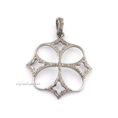 925 Sterling Silver Natural Diamond Pendent Cross Shape Pendent Fine Jewelry - Picture 1 of 4
