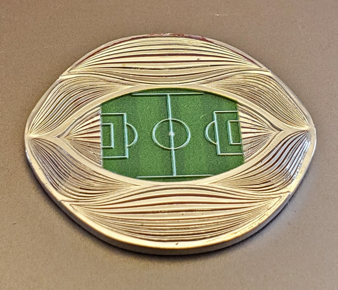 Qatar 2022 World Cup Silver Coin 3D Lusail City Stadium Pele Autograph Man U Old - Picture 2 of 11