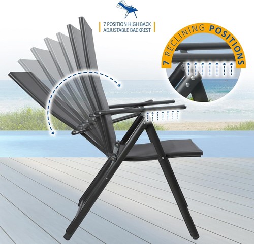 SUNMER Folding Garden Chairs High Back 7 Position Recliner Sun Lounger - Picture 16 of 18