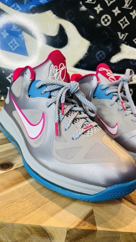 Nike Lebron 9 Low IX Wolf Grey Fireberry WBF South Beach James 510811-002 Sz 12 - Picture 1 of 11