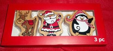 CHRISTMAS WOOD STAMP SET, REINDEER, SANTA AND PENGUIN WOOD MOUNTED NEW IN BOX