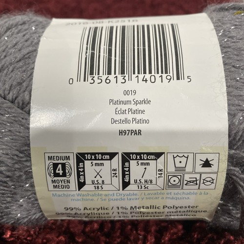 Caron Simply Soft Party Platinum Sparkle Yarn Acrylic 4 Med 164 Yards - Picture 2 of 3