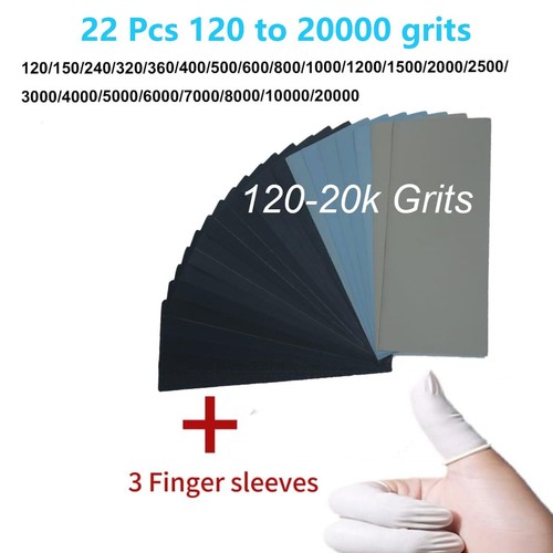 22 Pcs Wet Dry Sandpaper 120-20000 Grit Assortment for Car Wood Metal Sanding - Picture 7 of 7