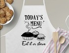 Apron Today's Menu Eat it or Starve Kitchen Gift Heat Press Vinyl