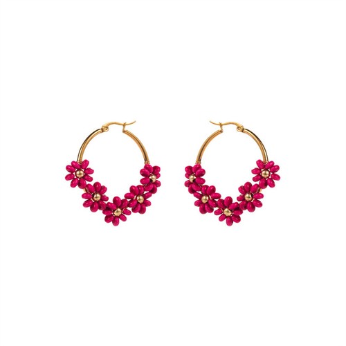 Flower Earrings Titanium Steel Geometric round Beaded Ins Style Exquisite - Picture 8 of 13