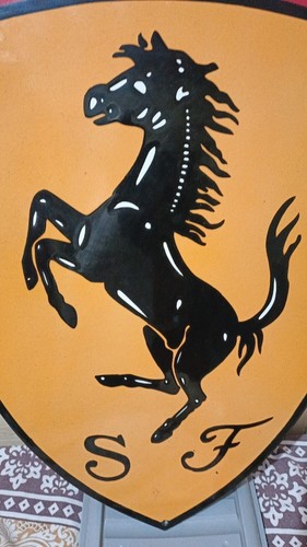 Ferrari Logo Rare Porcelain Enamal Heavy Metal 28x22 inches Single Side - Picture 4 of 5