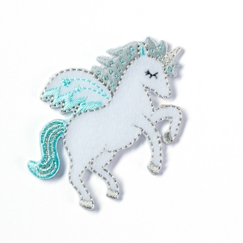 Aplique de costura de fantasía bordado blanco/como nuevo 923214 con motivo de unicornio de calidad - Imagen 3 de 3