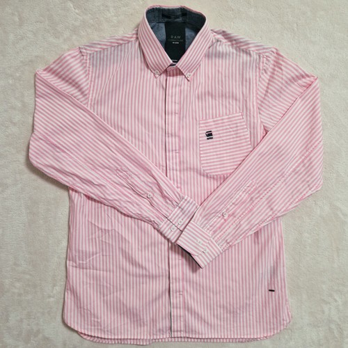 G Star Raw CL Yoke Shirt Button Down Mens Large Pink Striped Embroidered - Picture 4 of 13