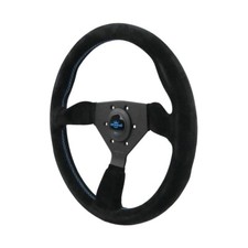 Personal Grinta Suede Leather Steering Wheel 330mm Black Leather Black Spokes