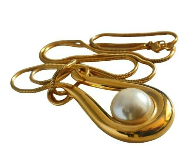 Monet Lira Gota de Lluvia Colgante Largo Serpiente Cadena Collar Raro De Colección Declaración Foto 3 de 4