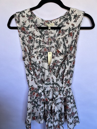 Max Studio Women’s Floral V-Neck Ruffle Sleeveless Surplice Top Tie Blouse M NWT - Picture 13 of 15
